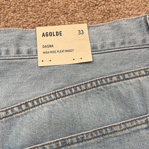 NWT Agolde Dagna High Rise Baggy Pleated Wide Leg Crop Pivot Wash Jeans Size 33 - Picture 6 of 11